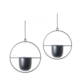 Doble Colgante negro + macetero aluminio negro
