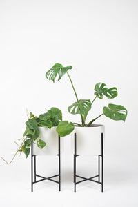 Portaplanta KRUZA 40cms con macetero metálico blanco
